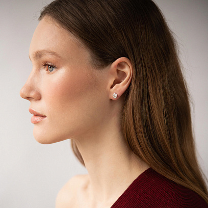 Золоті сережки - пусети з діамантами 344901121 №2