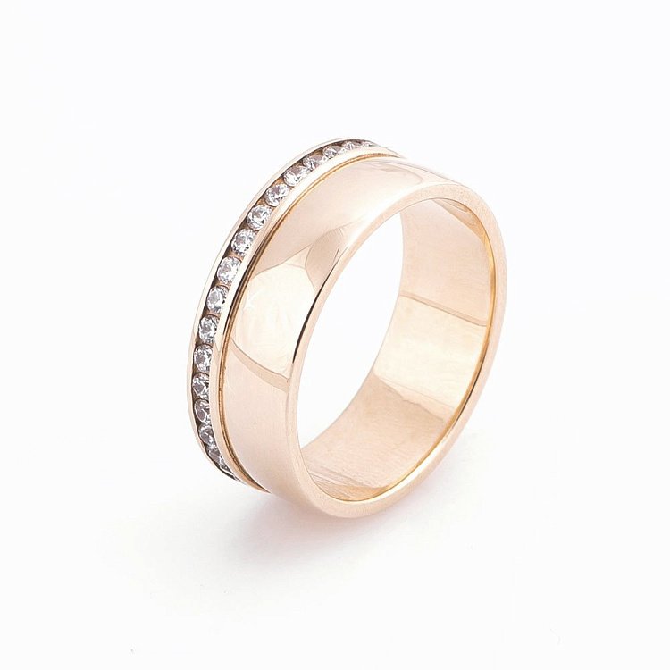 Золотое обручальное кольцо - фигурное с фианитами обр00089 от ювелирного магазина Оникс