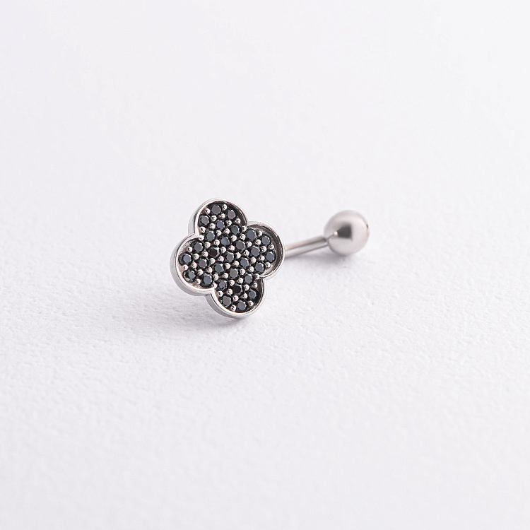 Срібний пірсинг у пупок "Конюшина" (фіаніти) 26014 від ювелірного магазину Онікс - 1