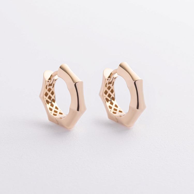 Серьги - кольца "Selesta" в желтом золоте mini с09556 от ювелирного магазина Оникс