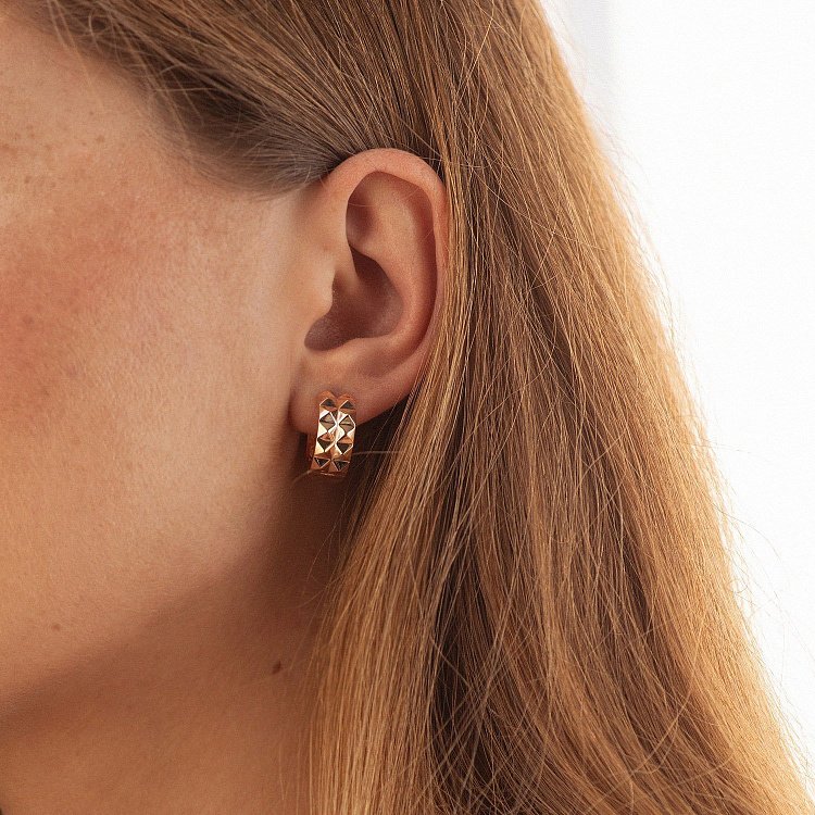 Сережки - кільця "Monika" в червоному золоті с09007 від ювелірного магазину Онікс - 1