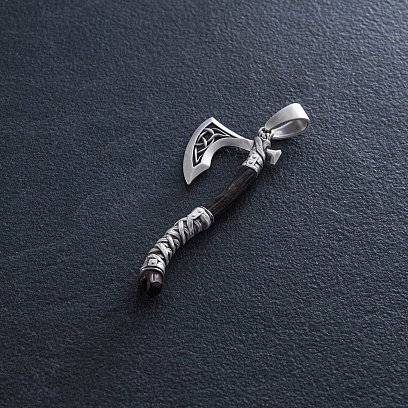 Серебряный кулон "Секира Перуна" с эбеном 1124 №5