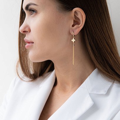 Сережки "Конюшина" в жовтому золоті с07135 №2