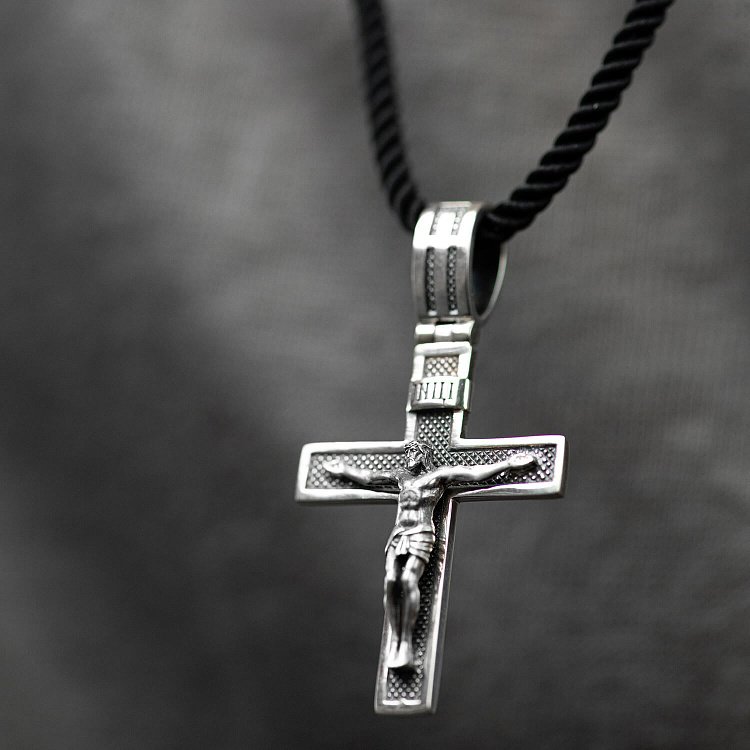 Серебряный крест "Распятие. Спаси и Сохрани" (на укр. языке)" 1174 от ювелирного магазина Оникс - 3