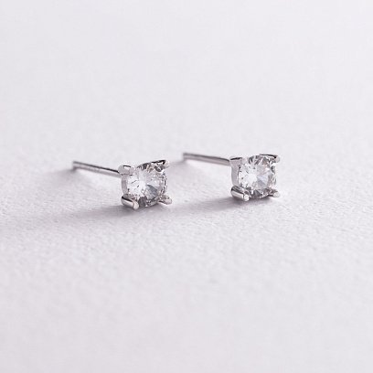 Срібні сережки - протяжки з фіанітами 123097 №3