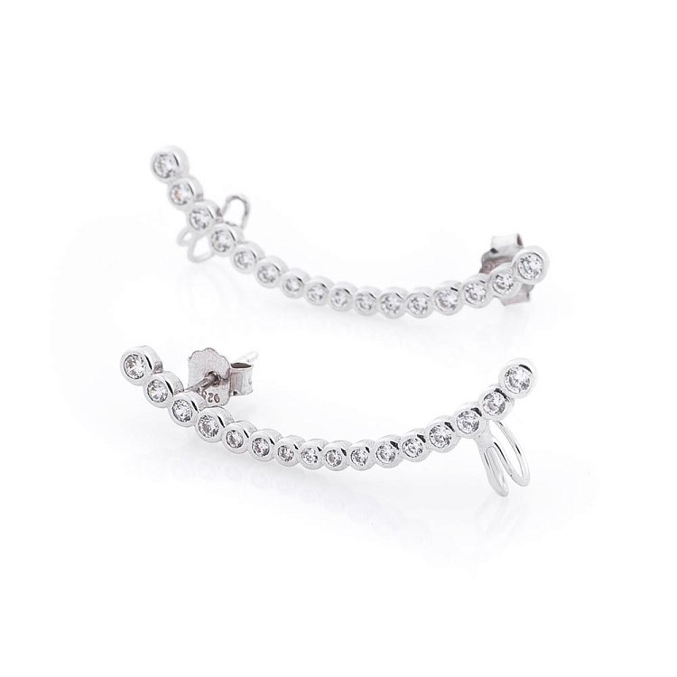 Срібні сережки-пусети (фіаніти) 121752 від ювелірного магазину Онікс - 1