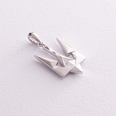 Кулон "Герб України - Тризуб" у білому золоті п03720 №9