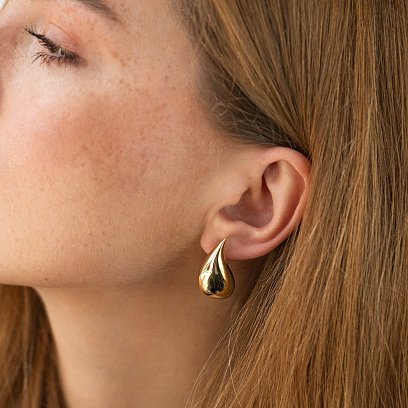Сережки "Megan" у жовтому золоті (Middle) с09086 №6