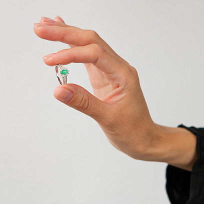 Золота каблучка зі смарагдом і діамантами кб0659ca №6