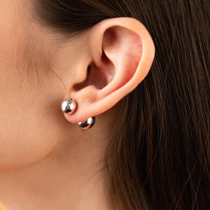 Серьги "Шарики" в белом золоте с08244