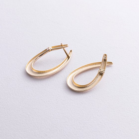 Сережки "Крапельки" у жовтому золоті с08747 №5