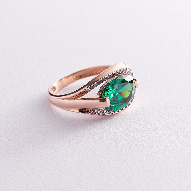 Золота каблучка з празиолітом і фіанітами к05443 від ювелірного магазину Онікс