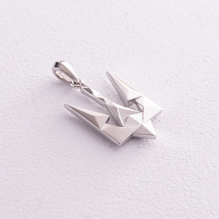 Кулон "Герб України - Тризуб" у білому золоті п03720 від ювелірного магазину Онікс - 8