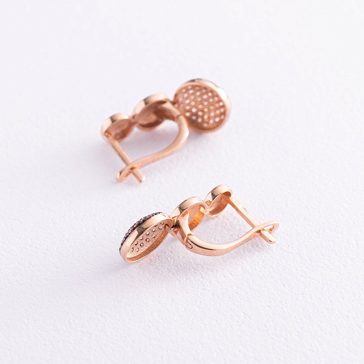 Золоті сережки з фіанітами с05264 від ювелірного магазину Онікс - 2