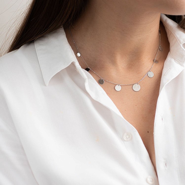 Колье "Монетки" в белом золоте кол01458 от ювелирного магазина Оникс - 7