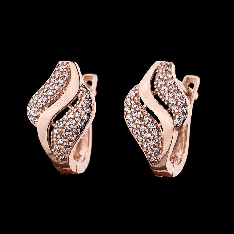 Золоті сережки з фіанітами с04318 від ювелірного магазину Онікс