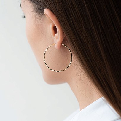 Серьги - кольца в желтом золоте (4.0 см) с07188 №2