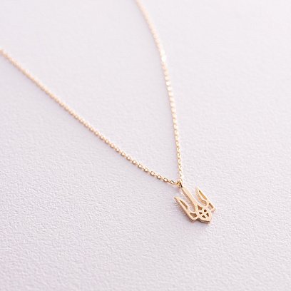 Кольє "Герб України - Тризуб" у жовтому золоті (маленький) кол02322 №5