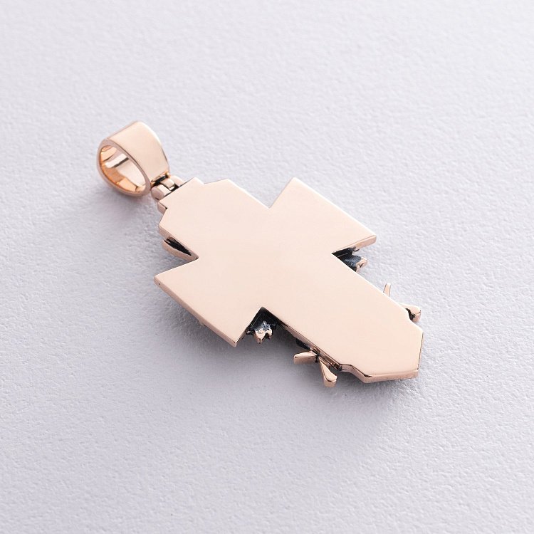 Золотий хрест "Український козак. Слава Україні. На звороті - Спаси і Збережи" п03884 від ювелірного магазину Онікс - 7