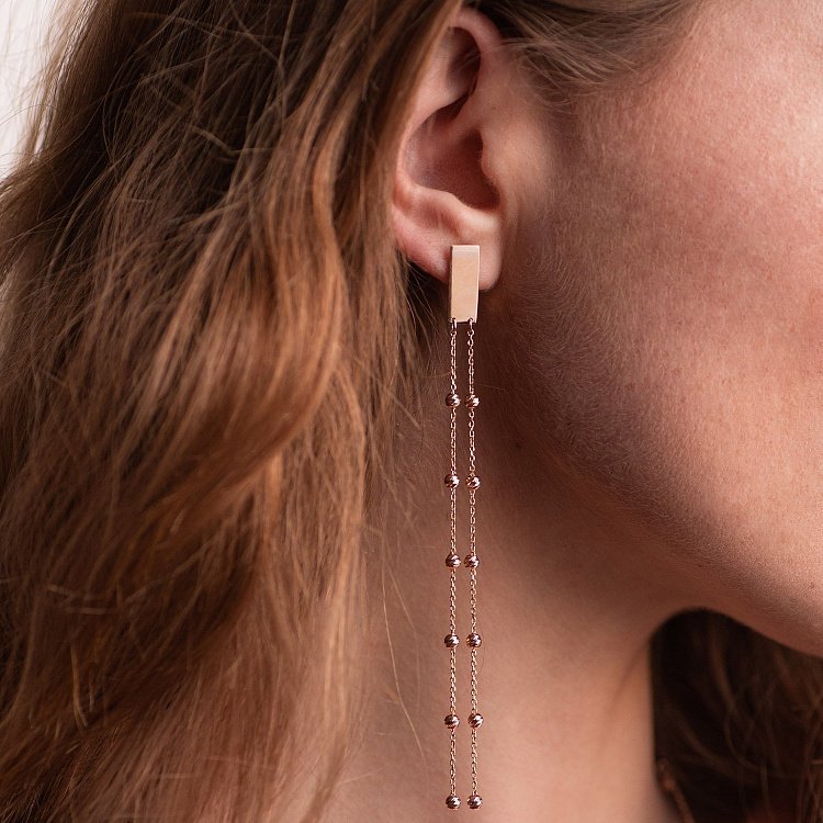 Золотые висячие серьги с шариками 480072 от ювелирного магазина Оникс - 5