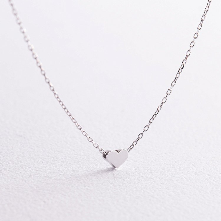 Колье "Сердечко" в белом золоте кол01771 от ювелирного магазина Оникс - 6