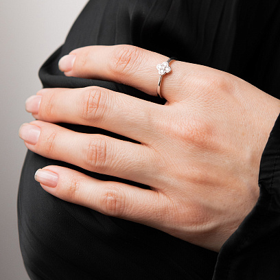 Золотое кольцо "Клевер" с бриллиантами кб0673sm №2