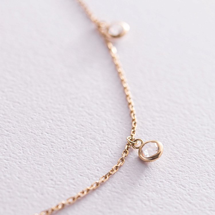 Кольє з жовтого золота з фіанітами кол01378 від ювелірного магазину Онікс - 4