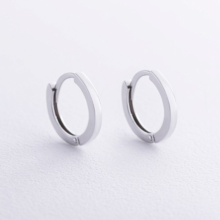 Серьги-кольца в белом золоте с08731 от ювелирного магазина Оникс