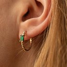 Золотые серьги - кольца "Аннабель" с зелеными фианитами с08500 от ювелирного магазина Оникс - 2