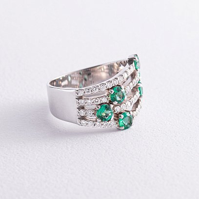 Золота каблучка з діамантами і смарагдами 762пр №6