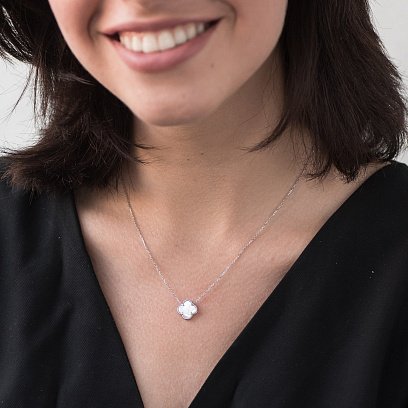 Кольє з білого золота "Конюшина" (перламутр) кол01665 №5