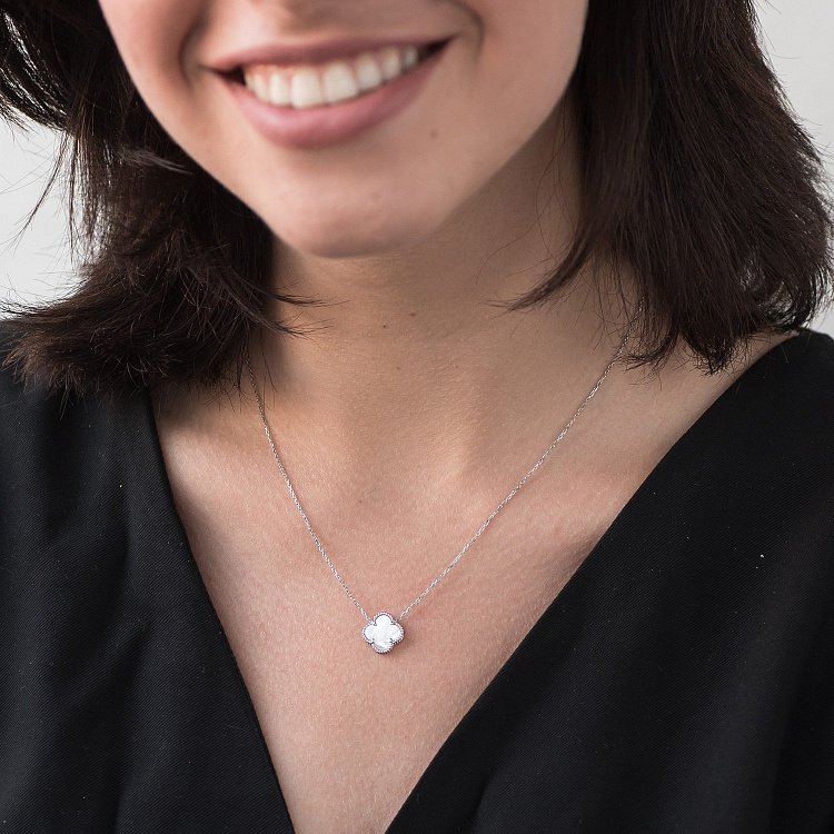 Кольє з білого золота "Конюшина" (перламутр) кол01665 від ювелірного магазину Онікс - 4