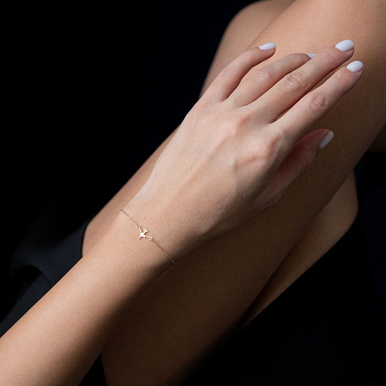 Браслет "Самолетик" в желтом золоте б04576 от ювелирного магазина Оникс - 6