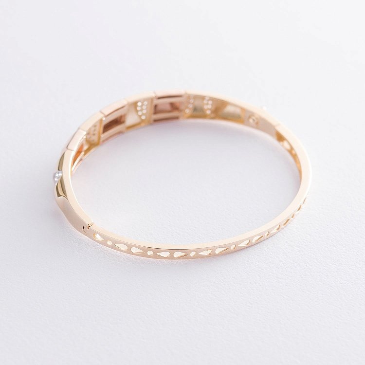 Жорсткий браслет в червоному золоті (фіаніти) б04420 від ювелірного магазину Онікс - 2