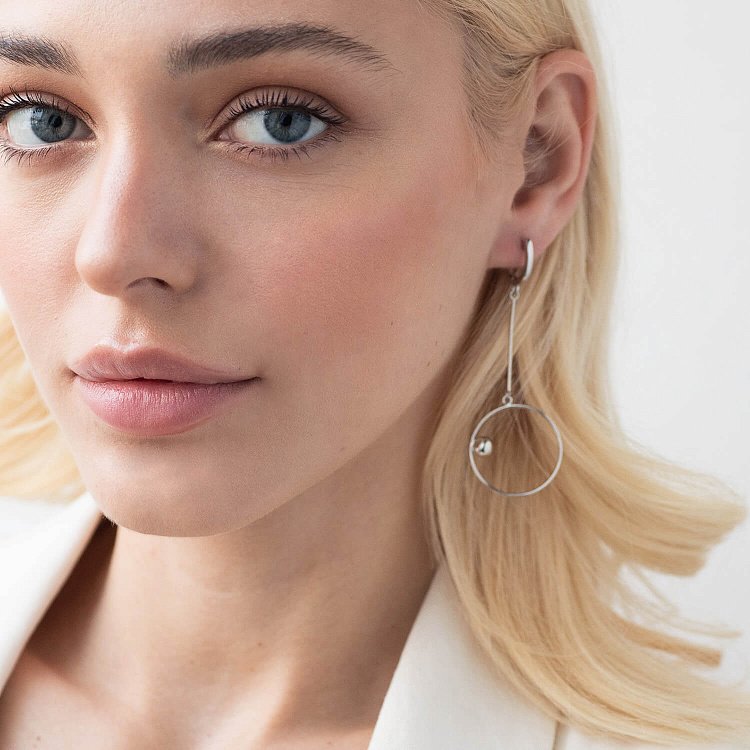 Срібні сережки "Асиметрія" 123188 від ювелірного магазину Онікс - 15