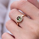 Золотое кольцо с зеленым и белыми фианитами к06838 от ювелирного магазина Оникс - 1