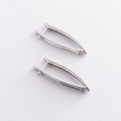 Серьги Минимализм в белом золоте с07193 №4