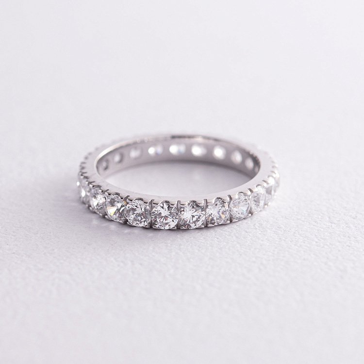 Кольцо с дорожкой камней в белом золоте (фианиты) к07390 от ювелирного магазина Оникс - 3