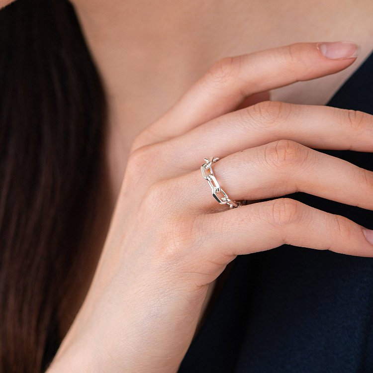 Срібна каблучка "Ланцюжок" 112606 від ювелірного магазину Онікс - 10