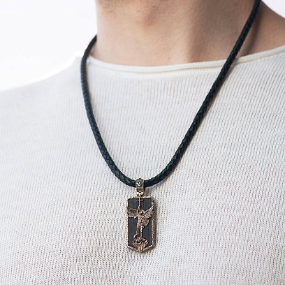 Золотой кулон "Архангел Михаил" с эбеновым деревом 1265к №2