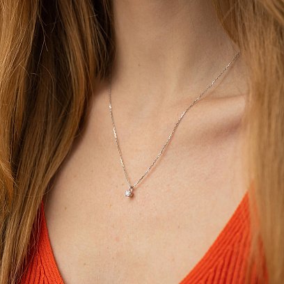 Колье в белом золоте с бриллиантом 719321121 №4