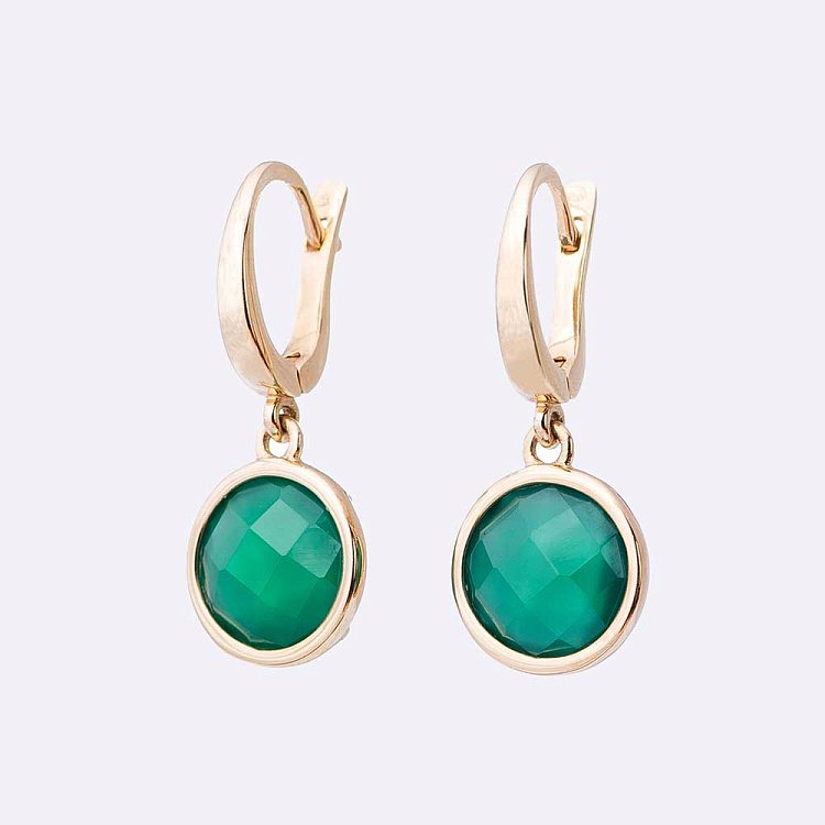 Золоті сережки з зеленим агатом za14048688 від ювелірного магазину Онікс