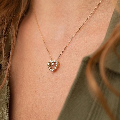 Золоте кольє "Сердечко" з діамантами колб0083cha №4