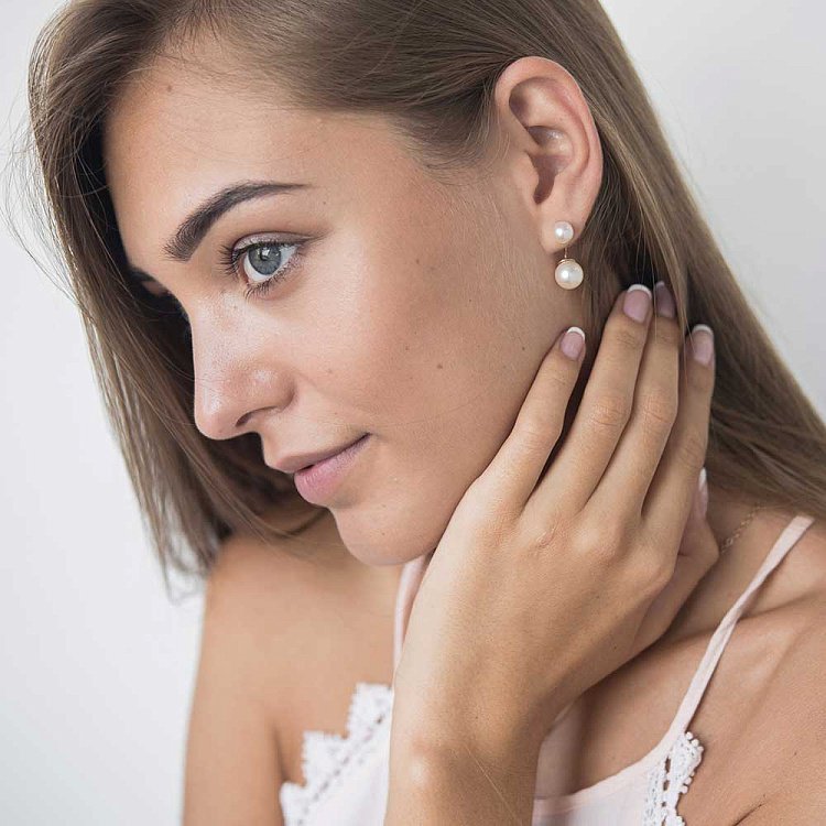 Золоті сережки з культивованими прісноводним перлами с704 від ювелірного магазину Онікс - 3