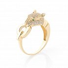 Золотое кольцо "Пантера" с фианитами к05687 от ювелирного магазина Оникс