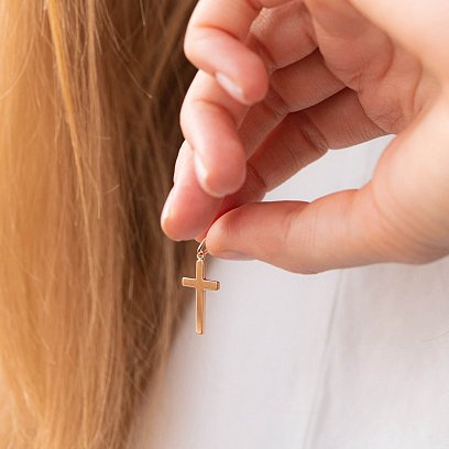 Хрестик у червоному золоті п03699 №2