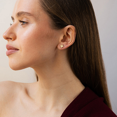 Серьги - пусеты "Клевер" в красном золоте 500064 №2