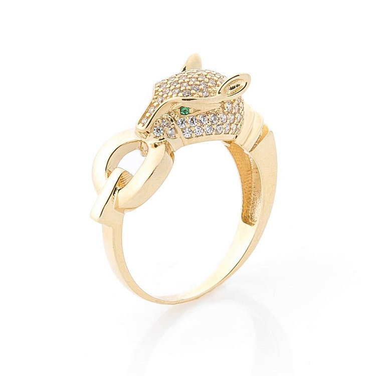 Золотое кольцо "Пантера" с фианитами к05687 Золотое кольцо "Пантера" с фианитами к05687 от ювелирного магазина Оникс