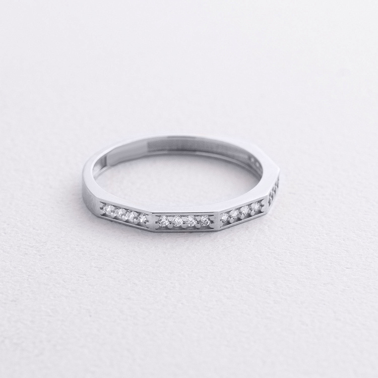 Каблучка "Далія" в білому золоті (фіаніти) к08053 від ювелірного магазину Онікс - 1