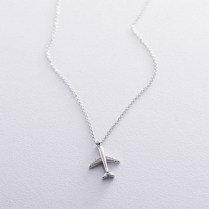 Серебряное колье "Самолет" 18926
